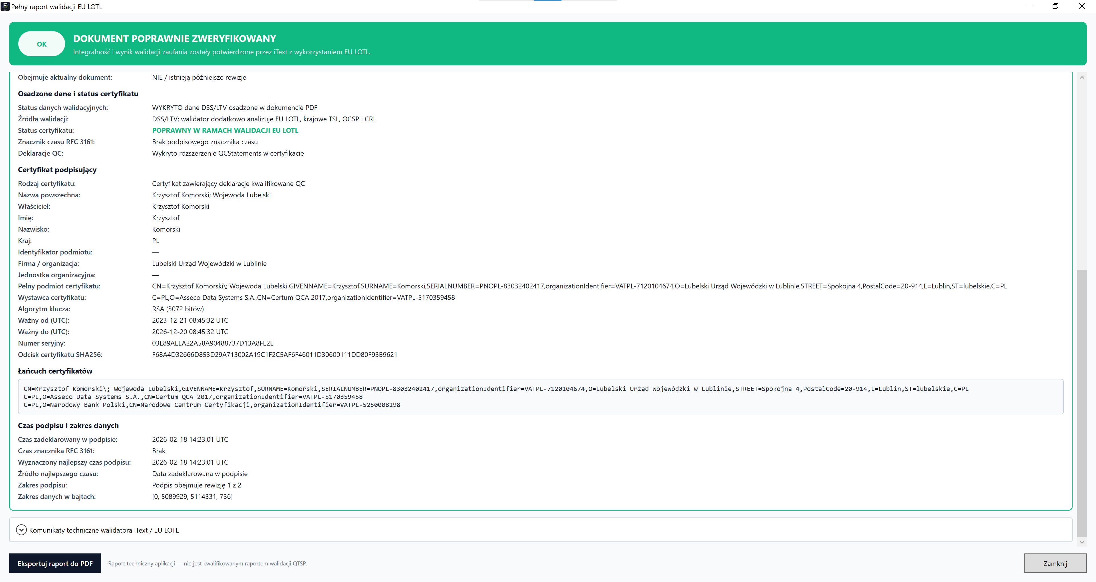 Raport weryfikacji podpisów 2/2